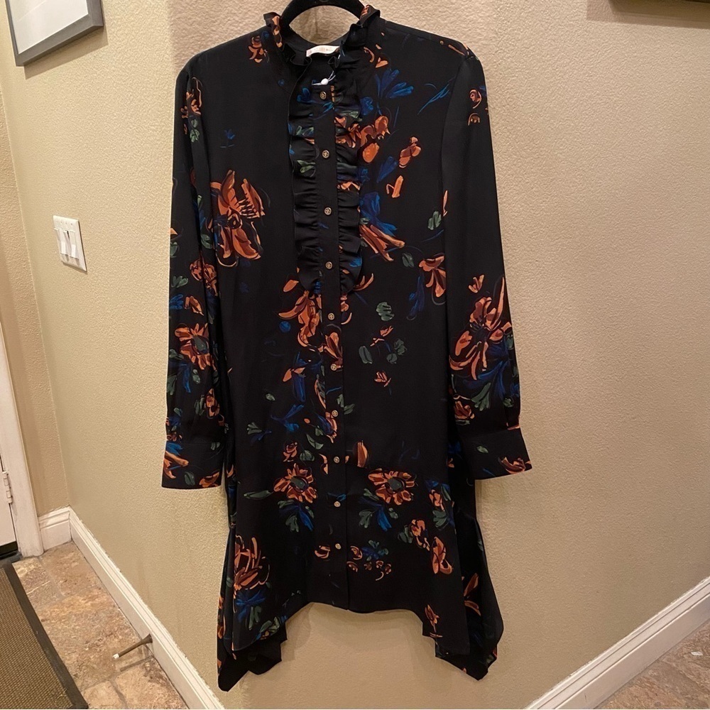 NWT~TORY BURCH Women Asymmetrical Hem Floral Cora Dress Size 14